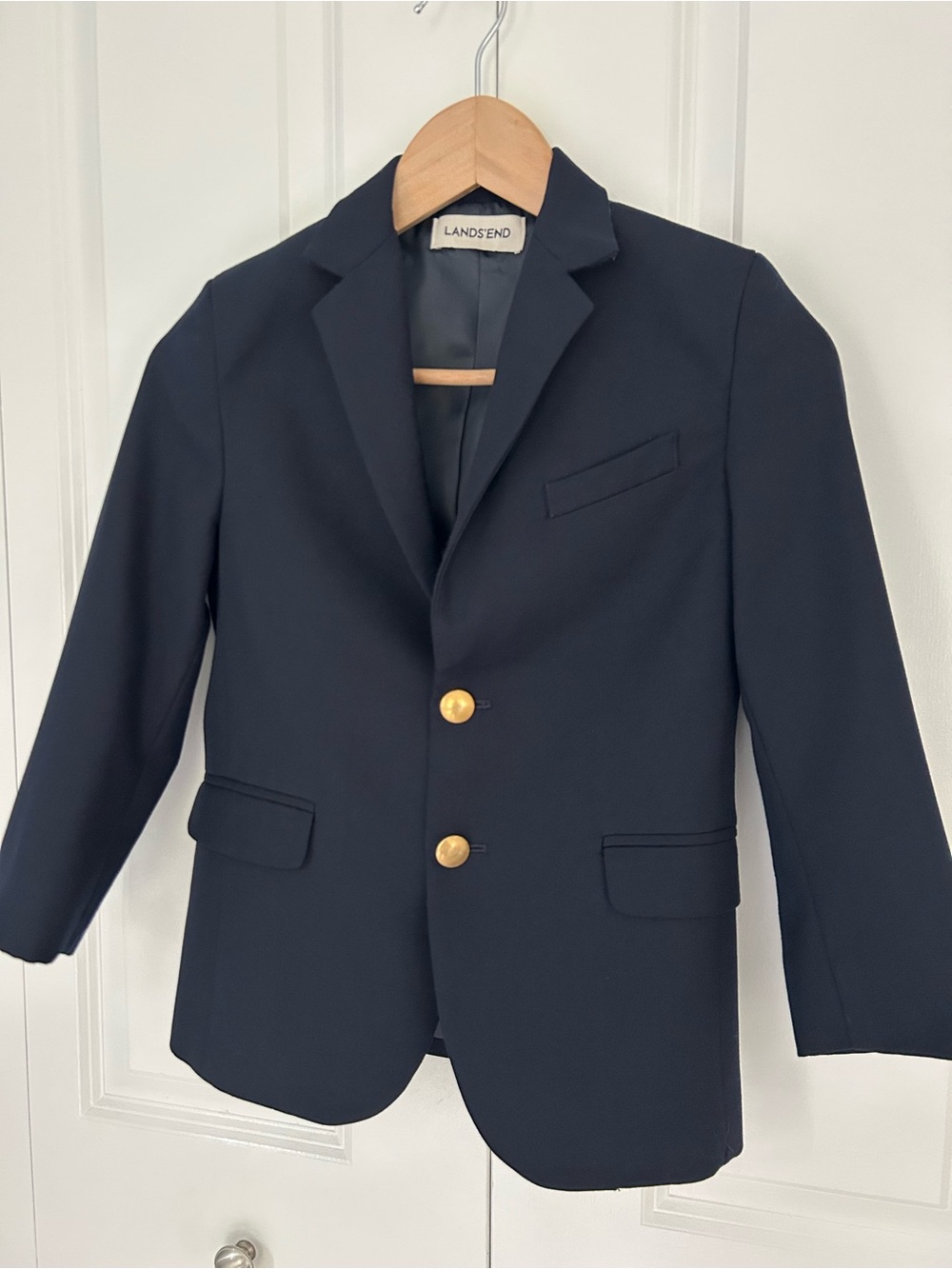 Lands' End Boys Size 6-7 years Navy Suit Jacket Blazer Two-Button Dressy